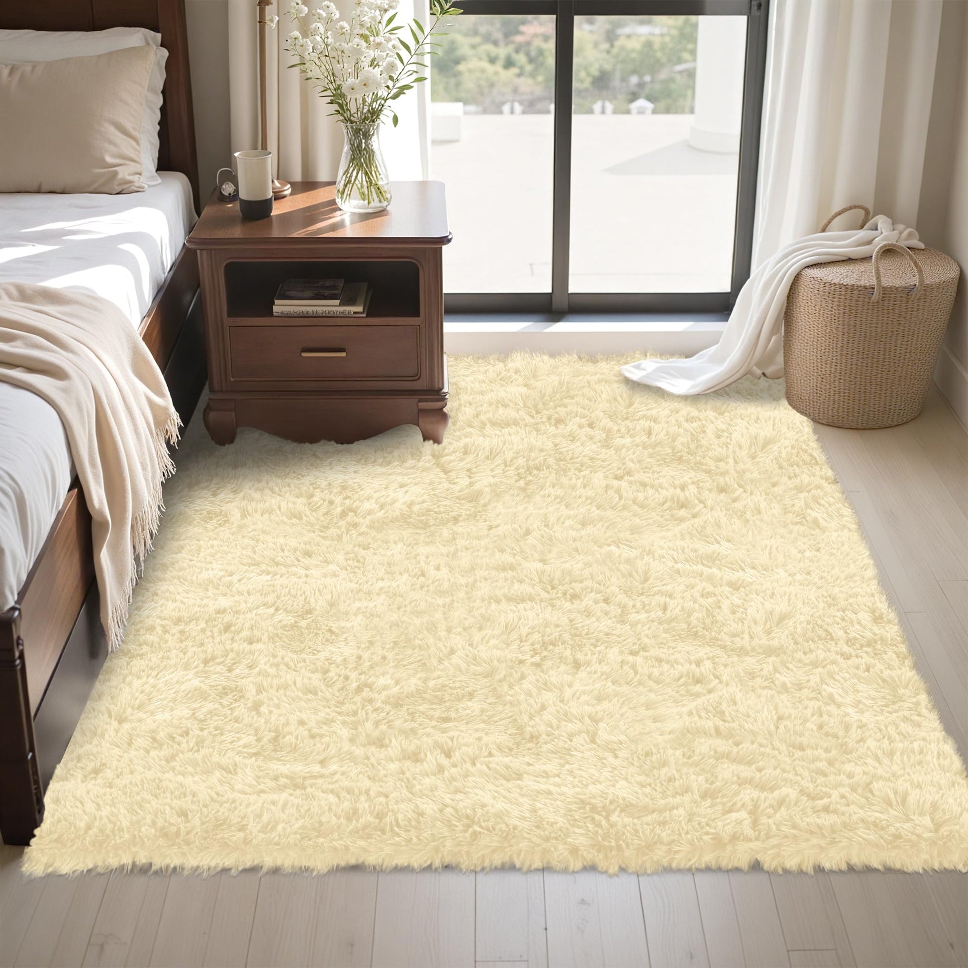 8x10 Area Rug for Living Room:Ultra Soft Fluffy Shag Black Rugs,Large Fuzzy Plush Indoor Non Slip Carpet Washable Rug for Bedroom Kids Nursery Office Dorm Modern Decor(Black)